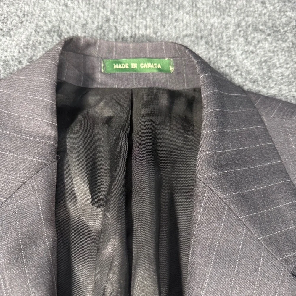 Lauren Ralph Lauren Suit Jacket Blazer Pinstripe Wool 40R Grey Mens Canada